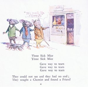 Three sick mice, three sick mice, gave way to tears by Walton Corbould
